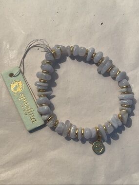 Spartina 449 Chippy Pale Seafoam Bead Bracelet with Gold Accents